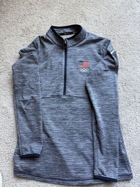 Nike Gray Half-Zip Sweatshirt with USA Olympic Patch
